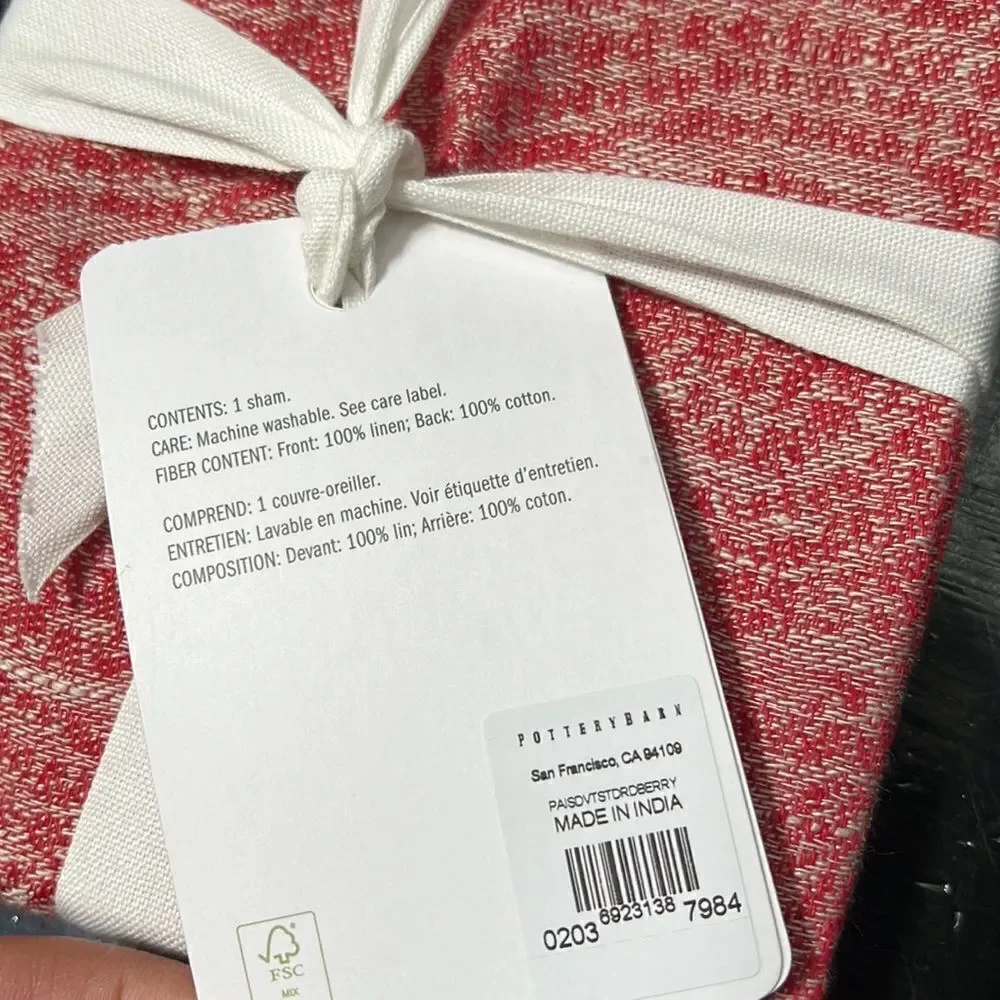 Pottery Barn Paisley Jacquard Belgian Linen Sham